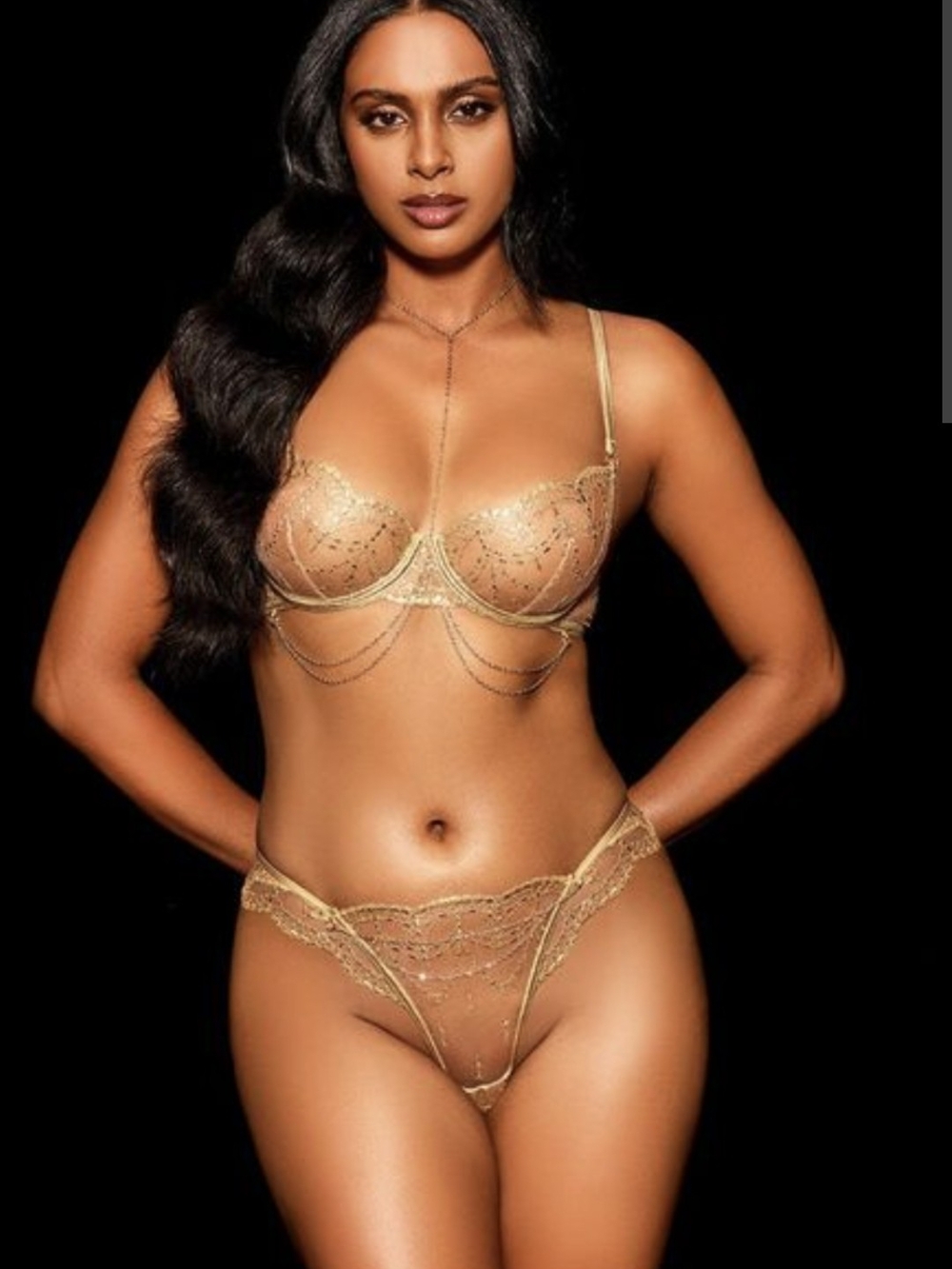 NWT Rare Honey Birdette Aurelia Gold Mesh Bra & Panty w Chains 34B & Med